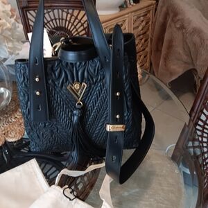 Marino Orlandi Black Embossed Shoulder Bag